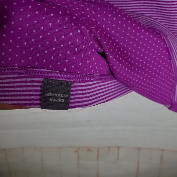 TITLE NINE Layli Cowl Neck Short Sleeve Dress Sz L Purple Striped Active Casual - Picture 7 of 12